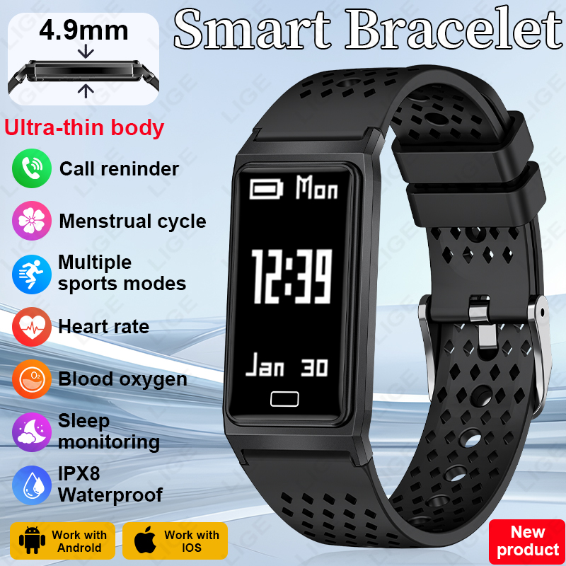 Smartwatch Slim Watches For Men - 4.9mm Ultra Slim Smart Bracelet Breathable