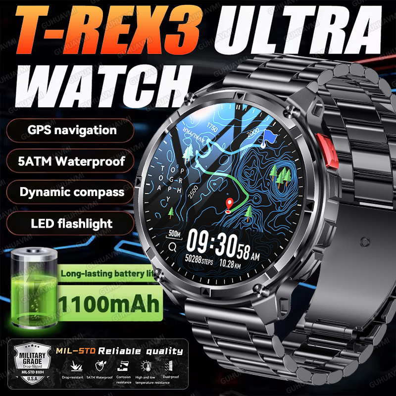 Smartwatch Professional Watches For Men - 2026 New T-Rex3 Ultra 1100Mah Military