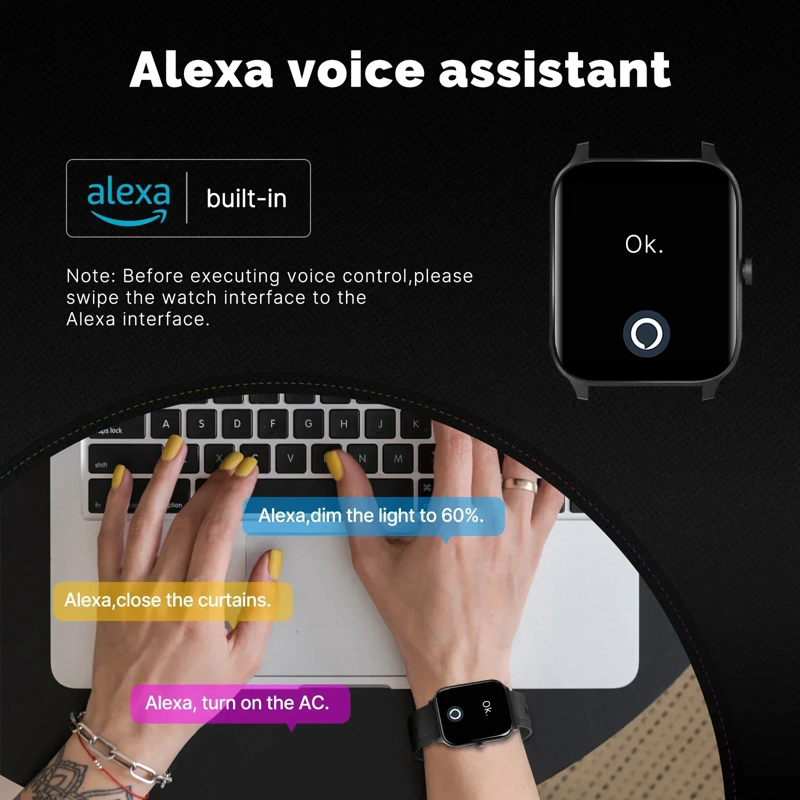 MOES Smart Watch Alexa Built-i - Watch Iwo recension och pris