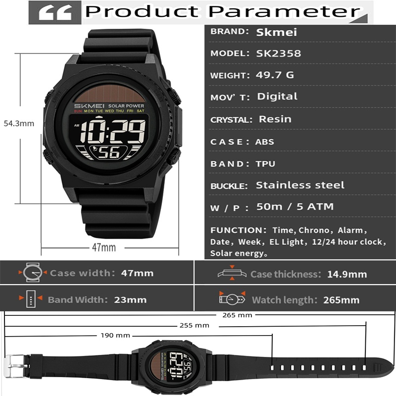 Skmei Solar Energy Digital Wat - Tide Watch Surf recension och pris