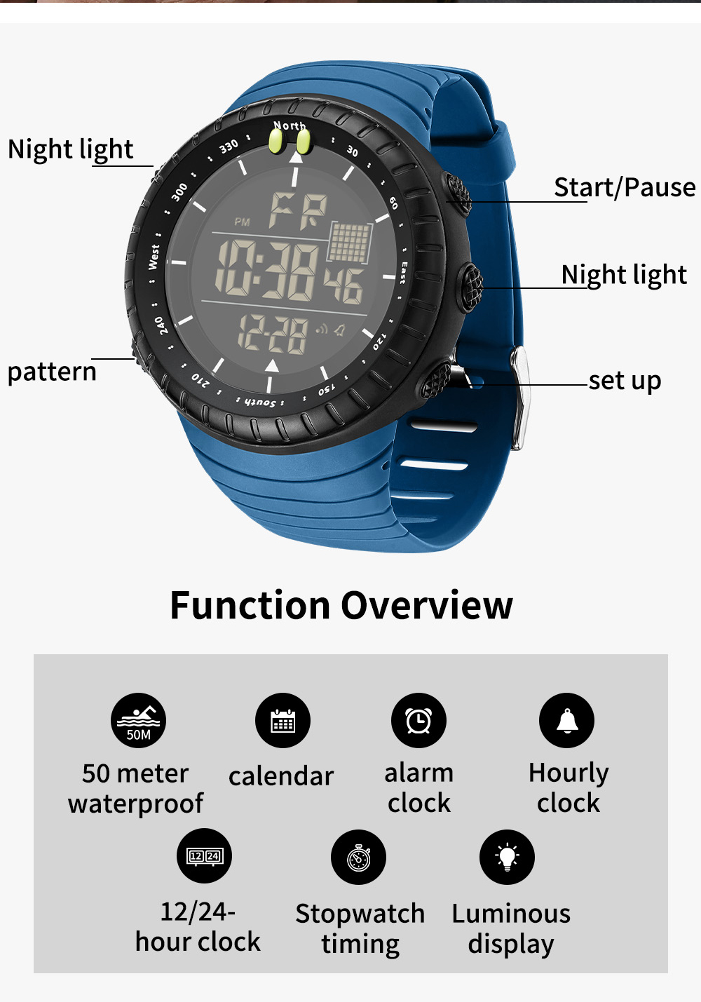SANDA New 6256 Men's Electroni - Tide Watch Surf recension och pris