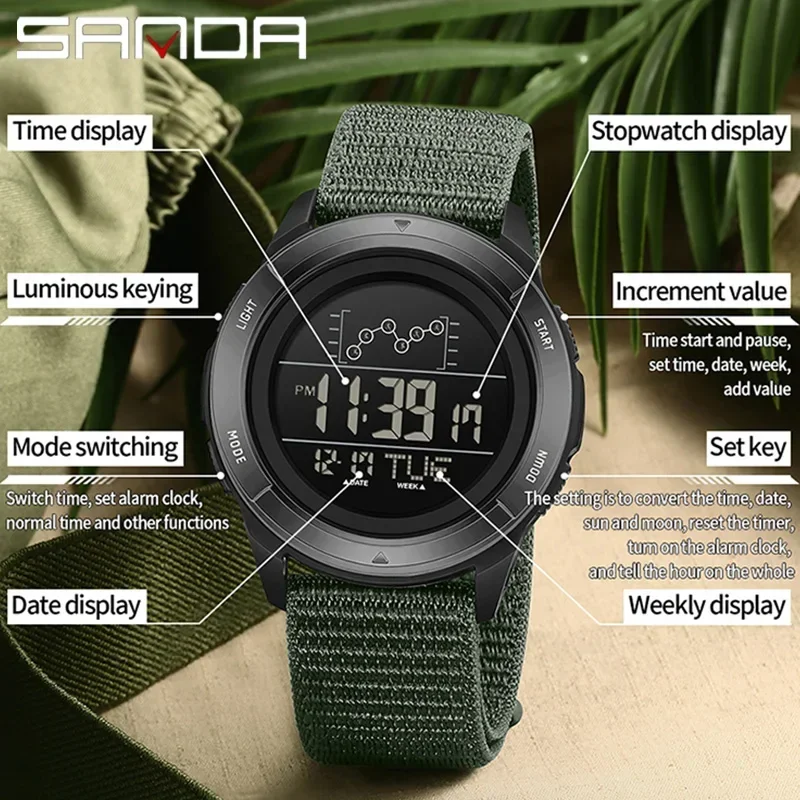 SANDA 2198 Men's LED Digital S - Tide Watch Surf recension och pris