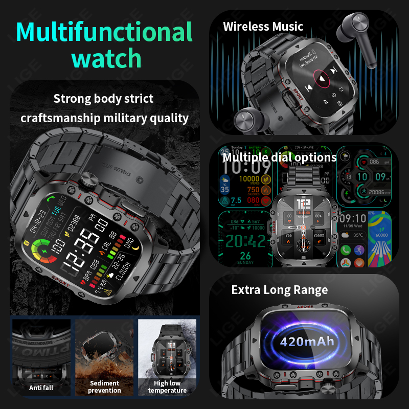 2026 Rugged Military Fitness S - Smartwatch Rugged Watches For Men recension och pris