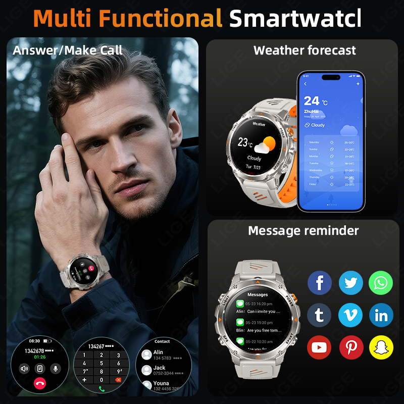 LIGE Rugged GPS Track Smart Wa - Smartwatch Watches For Men recension och pris